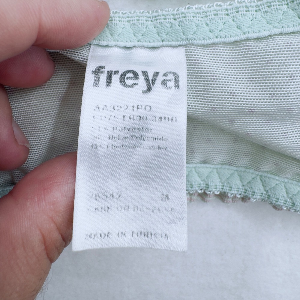 Freya Womens Lace Trim Bra 34DD Mint Green Swiss Dot Lace Trim Underwire Plunge - Picture 5 of 8